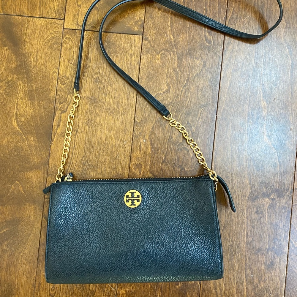 Tory Burch Mini Everly leather crossbody bag.